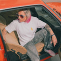 T-shirt blanc en coton bio streetwear modèle Hotrod, détail - Hello Studio
