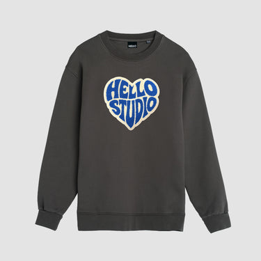 Crewneck BLUE HEART - Gris anthracite