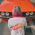 T-shirt blanc en coton bio streetwear modèle Hotrod, vue de dos - Hello Studio